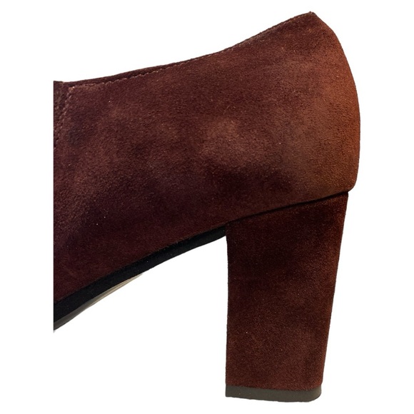 Anyi Lu Italian Suede Burgundy Booties with 3 Inch Heel EU Size 40.5 - Picture 7 of 11